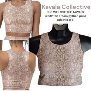 Kavala Collective WE LOVE THE TAWAIIS CROP tan cream python print athletic top
